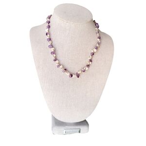 Natural Amethyst And Miniature Sundial Shell Necklace 18.5"